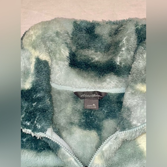 Eddie Bauer multi-coloured blue/green fluffy quarter-zip sweater - Picture 4 of 5